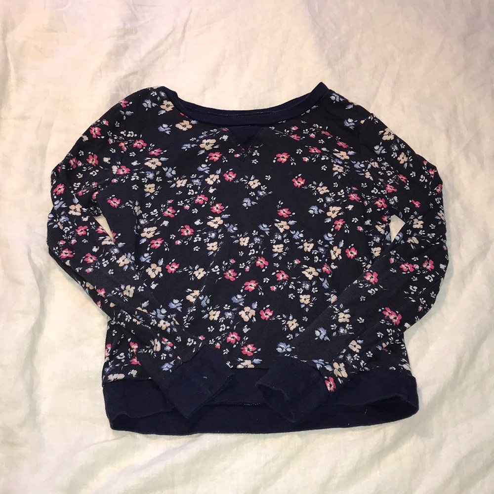 Floral Print Navy Sweater
